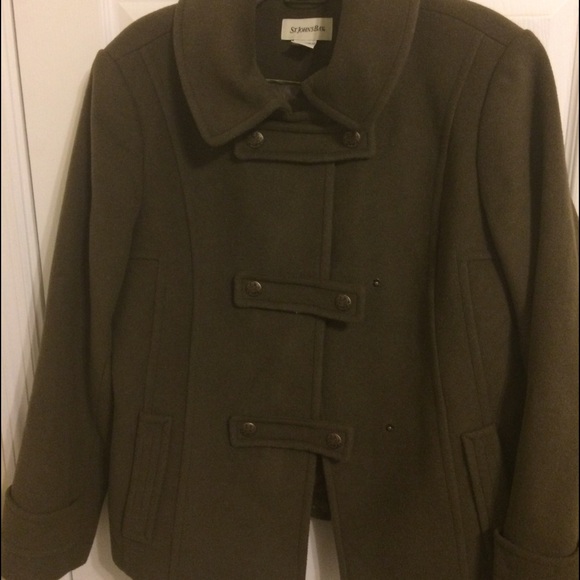 Olive Green Wool/Nylon/Cashmere Blend Pea Coat