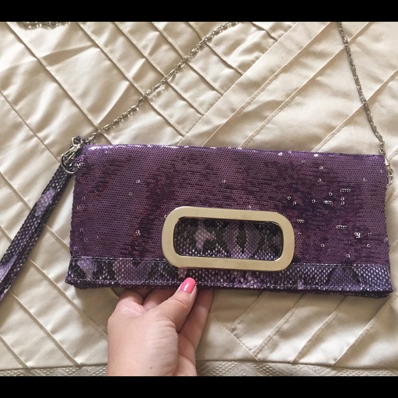 Purple sequined purse