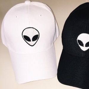 WHITE alien baseball cap