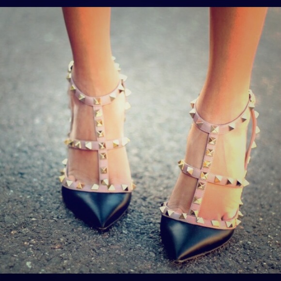 Studded strapped heels