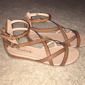 Brown Leather Gladiator  Sandals