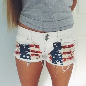 American Flag White Shorts