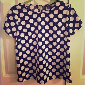 Polk-a-dot blue and white top