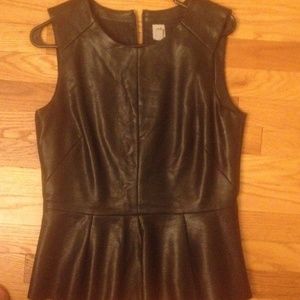 Faux Leather Pleated Top
