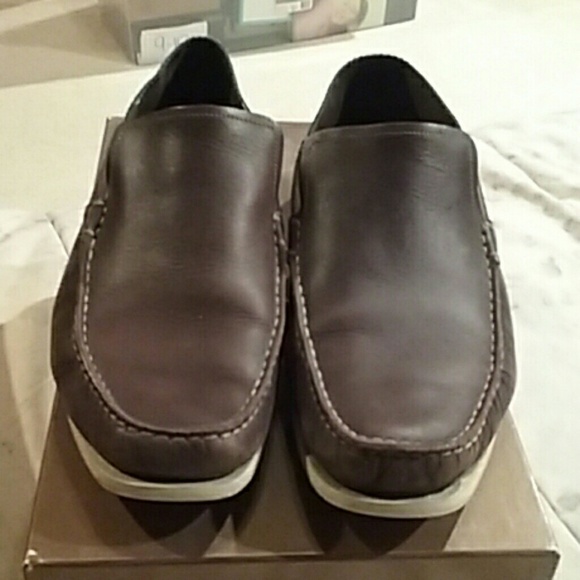 Mens Authentic Brown Leather Gucci Boat Mocs