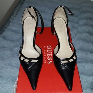 Leather black kitty heels!