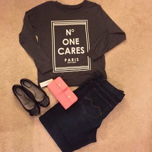 No One Cares - Paris Boutique Top - Charcoal Gray