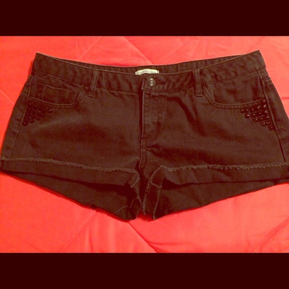 Studded Black Denim Shorts