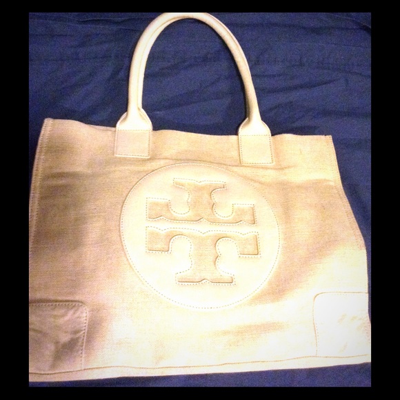 Large Tory Burch Gold Shimmer Shopper Tote