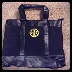 Black Tory Burch Canvas and Leather Bag