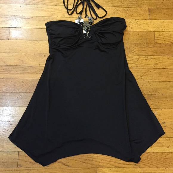 Black embellished with rhinestone top