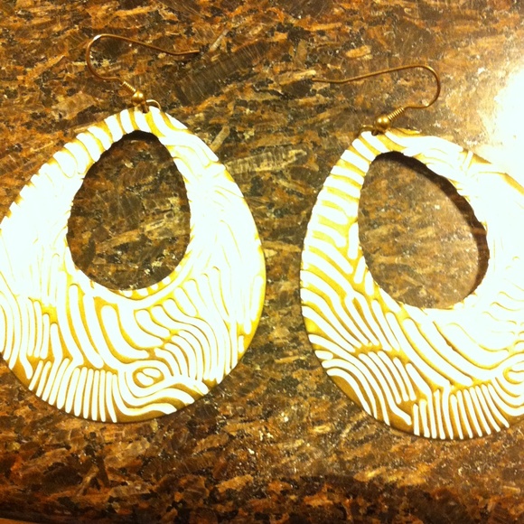 Gold and white big hoop earrings. light weight