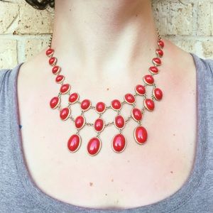 Francesca's red jeweled tiered necklace