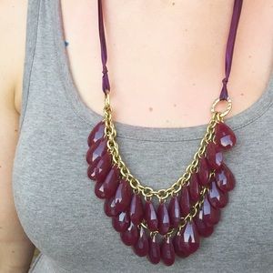 Francesca's Magenta layered necklace on ribbon