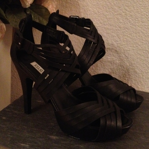 Kelsi Dagger "Cosa" Black Strappy Heels - Picture 2 of 4