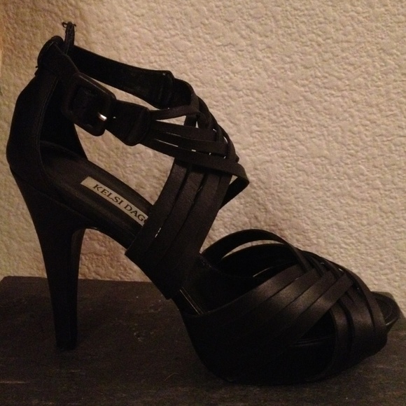 Kelsi Dagger "Cosa" Black Strappy Heels - Picture 1 of 4
