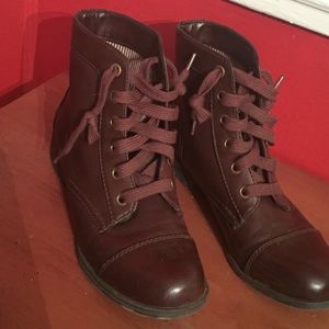 Black Poppy Maroon Booties