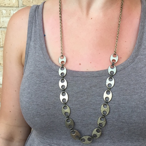 Long gold chain link necklace