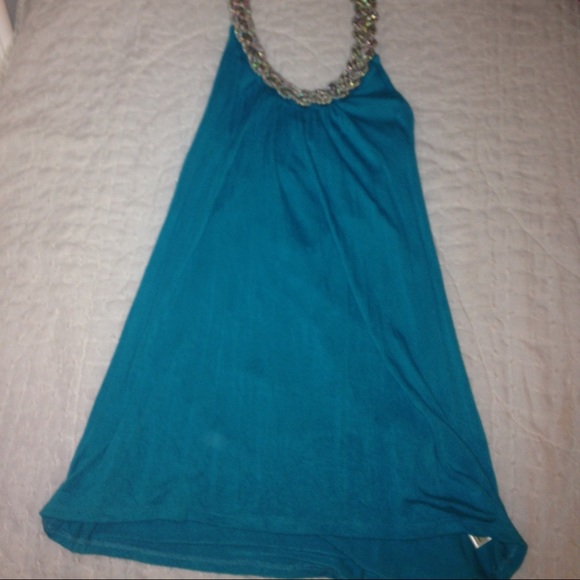 Blue with a silver sparkly neck - Picture 1 of 3