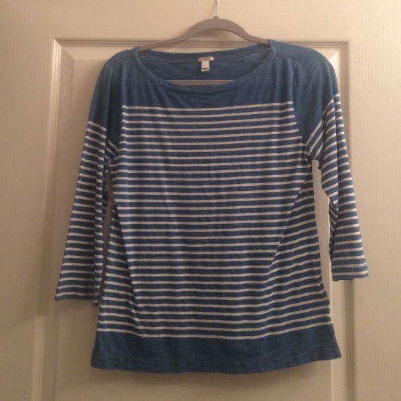 J crew blue and white top