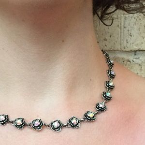 Premier Aurora Borealis Primrose silver necklace