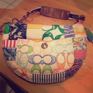 Coach Signature Hamptons Patchwork Hobo Purse