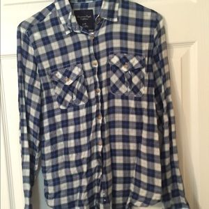 American Eagle Blue Plaid Button Down