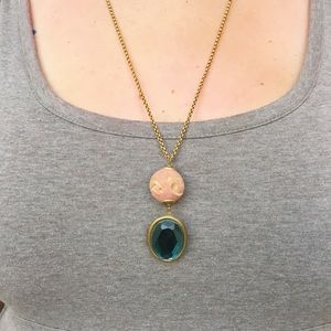 Anthropologie locket necklace - turquoise and pink