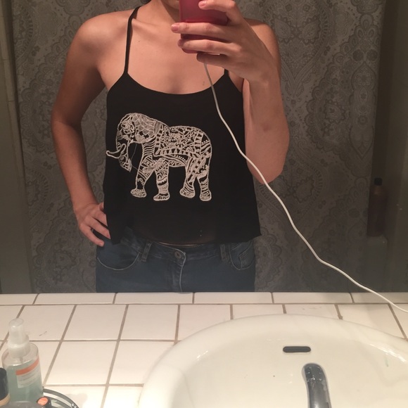 Sheer black elephant tank top