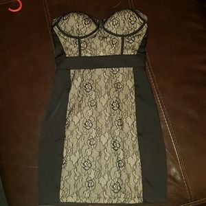 Black and tan lace dress
