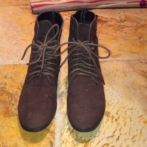 Dark brown booties with gold studs