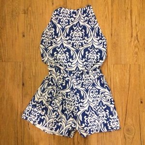 Blue and White Romper