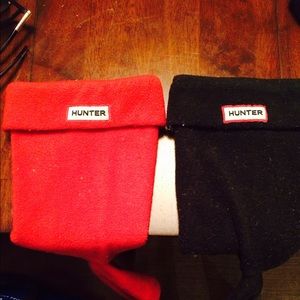 bundle of red and black fleece hunter wellie socks
