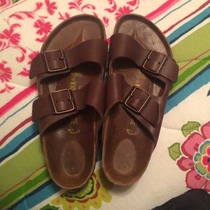 Brown Birkenstock sandals. Never been worn.