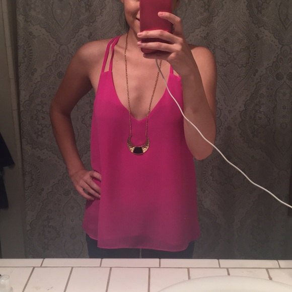 Pink open back tank