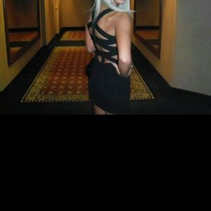 Sexy black dress with open scrappy back