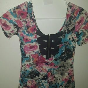 Floral dress with criss cross back