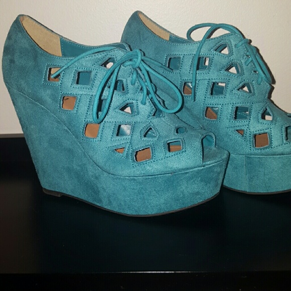 Shoes - Blue wedge heels