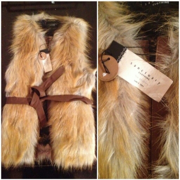 Sanctuary faux fur vest with leather belt! - Picture 4 of 4