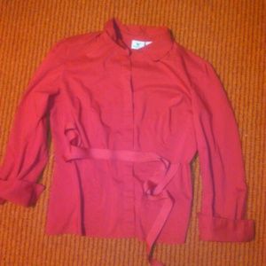 Worthington Red Pleated Ribbon Belt Shirt