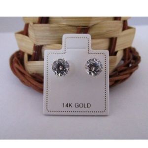14K Solid Yellow Gold CZ Stud Earring 5mm