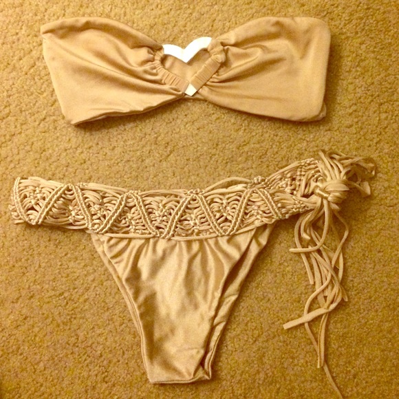 INDAH iridescent beige suit w/ pearl heart detail