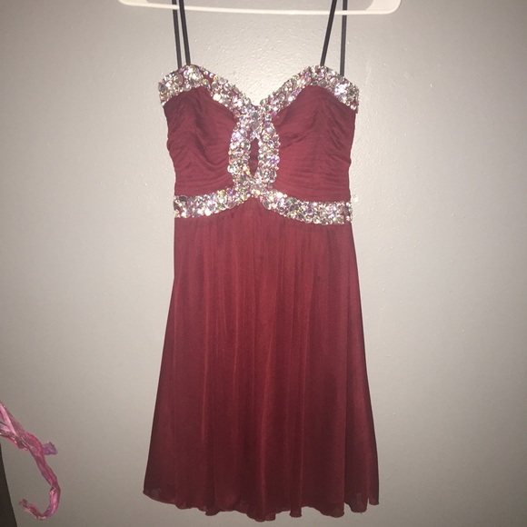 Maroon sparkled top homecoming dress