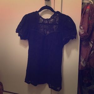 Black opaque lace top.