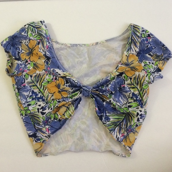 Tropical Crop Top, Bow Back - Picture 2 of 4