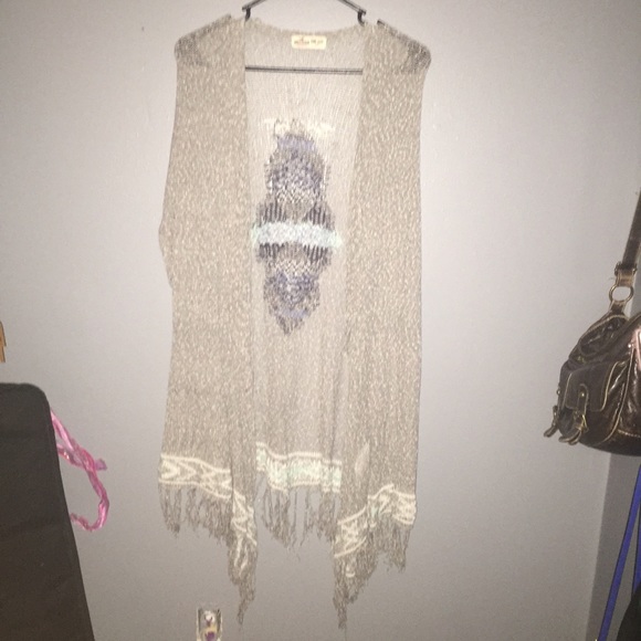 Grey and Aztec printed cardigan