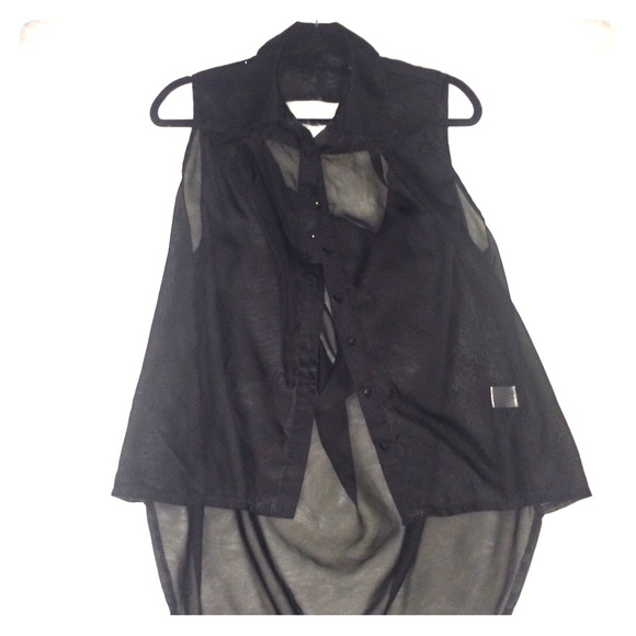 Open Back Sheer Black Sleeveless Top