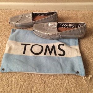 Toms Silver Glitter, Size 6