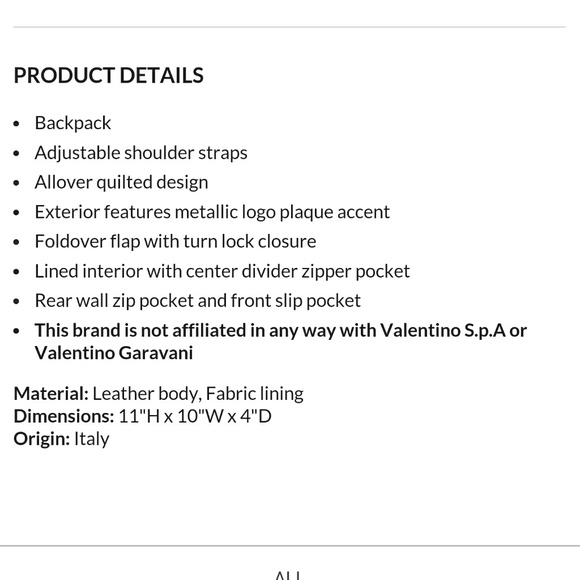 **SOLD**NWT Valentino quilted leather backpack - Picture 3 of 4