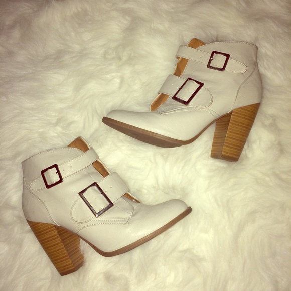 Cream Booties with Buckles